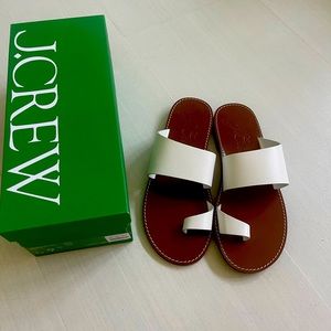 J Crew White Leather Toe Ring Sandal